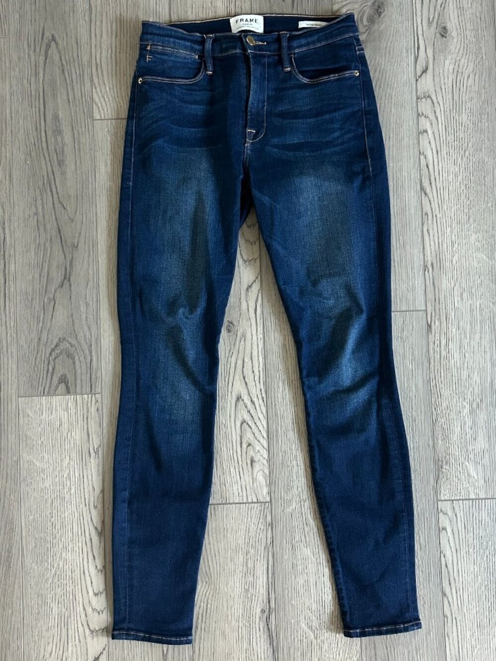 FRAME Le High Skinny Jeans Womens 27 Dark Wash Stretch Denim Made USA 28 Inseam